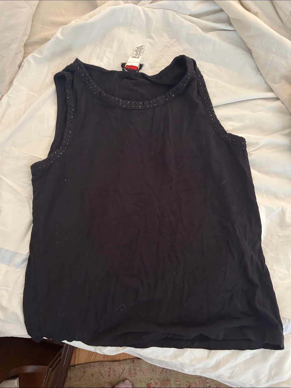 Talbots Black Stud-Trim Sleeveless Tank